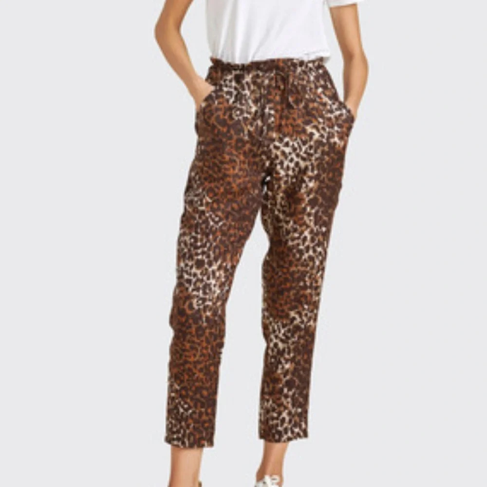 Veronica Beard Oksana Leopard Linen Crop Pants Size 2